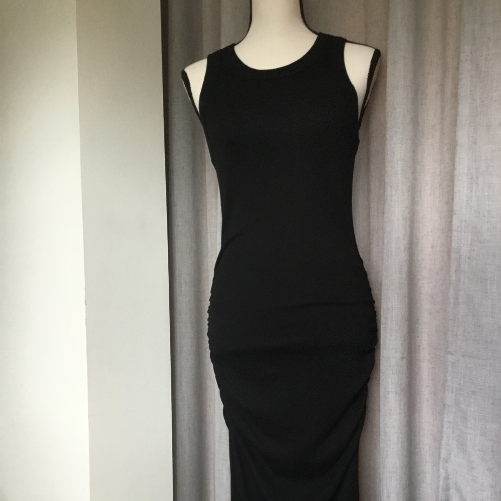 Black knit, fitted dress